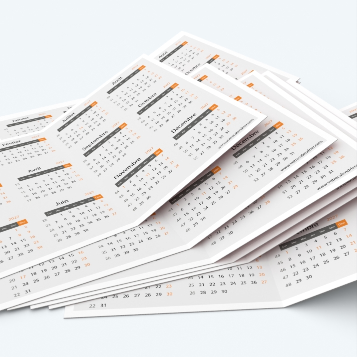 Calendrier de poche DOUBLE - Minimum de commande : 25 exemplaires