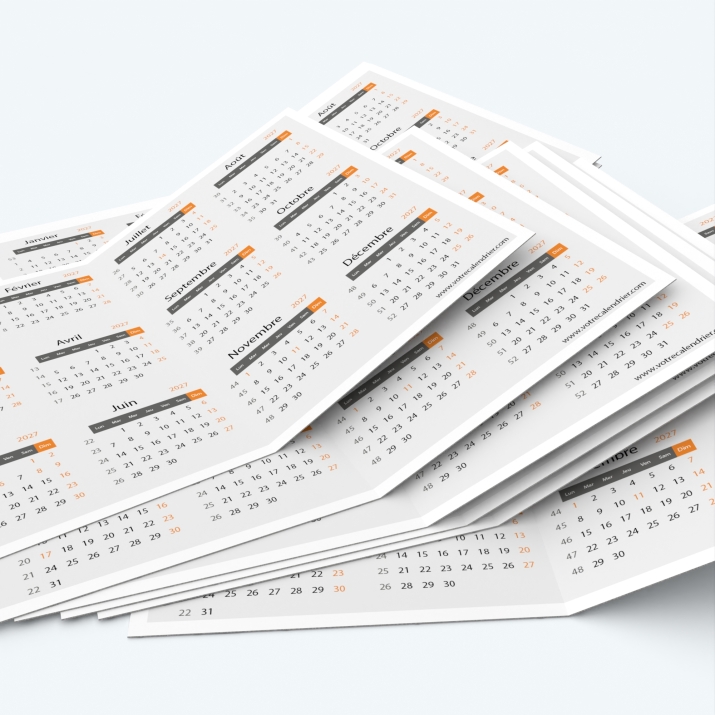 Calendrier de poche DOUBLE - Minimum de commande : 25 exemplaires