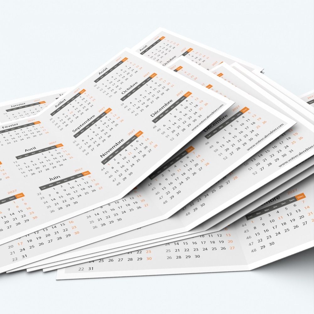 Calendrier de poche DOUBLE - Minimum de commande : 25 exemplaires