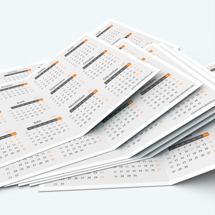Calendrier de poche DOUBLE - Minimum de commande : 25 exemplaires