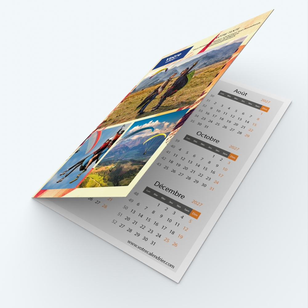 Calendrier de poche DOUBLE - Avant et dos entièrement personnalisables