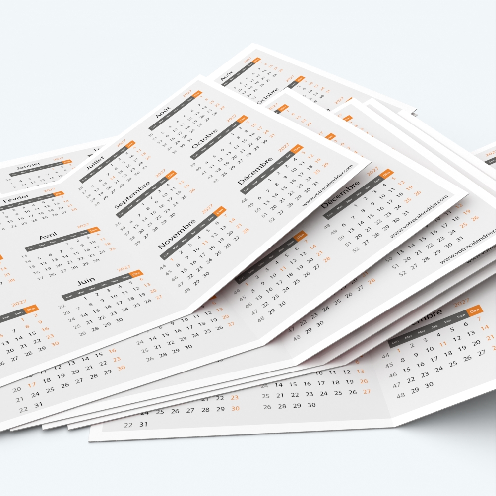 Calendrier de poche DOUBLE - Minimum de commande : 25 exemplaires