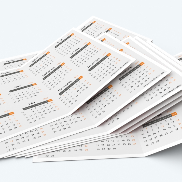 Calendrier de poche DOUBLE - Minimum de commande : 25 exemplaires