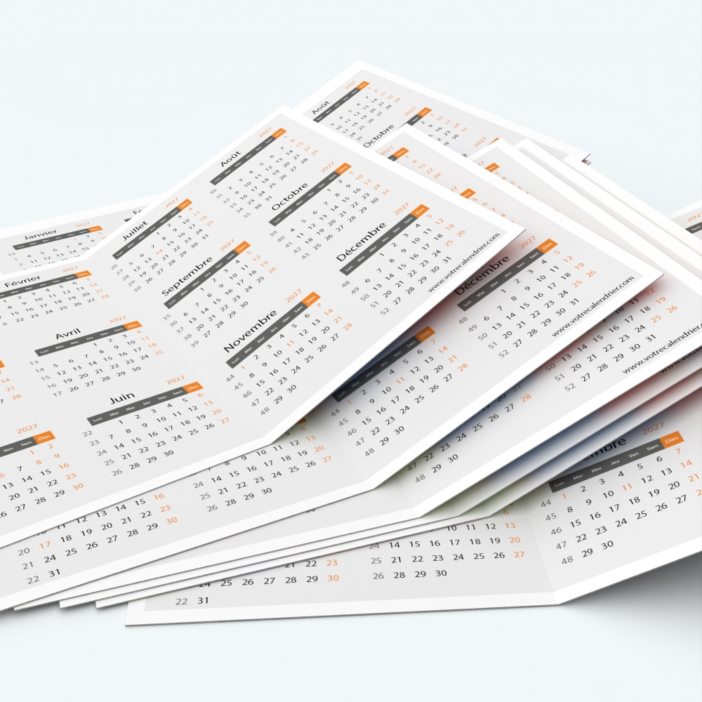 Calendrier de poche DOUBLE - Minimum de commande : 25 exemplaires