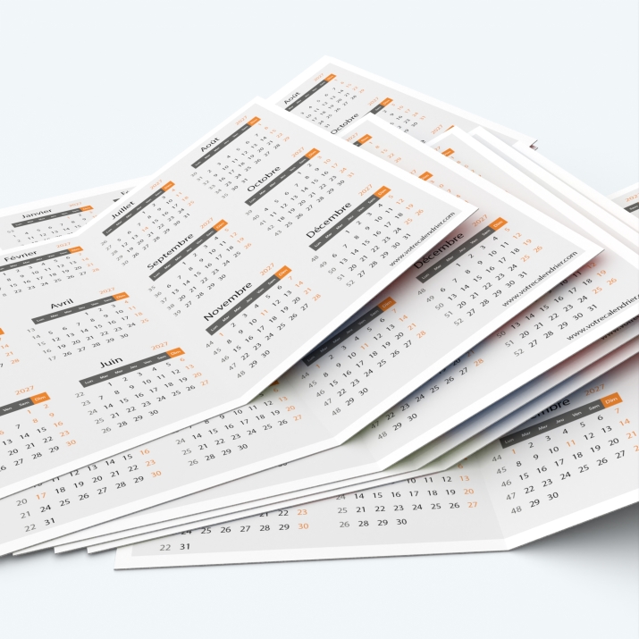 Calendrier de poche DOUBLE - Minimum de commande : 25 exemplaires