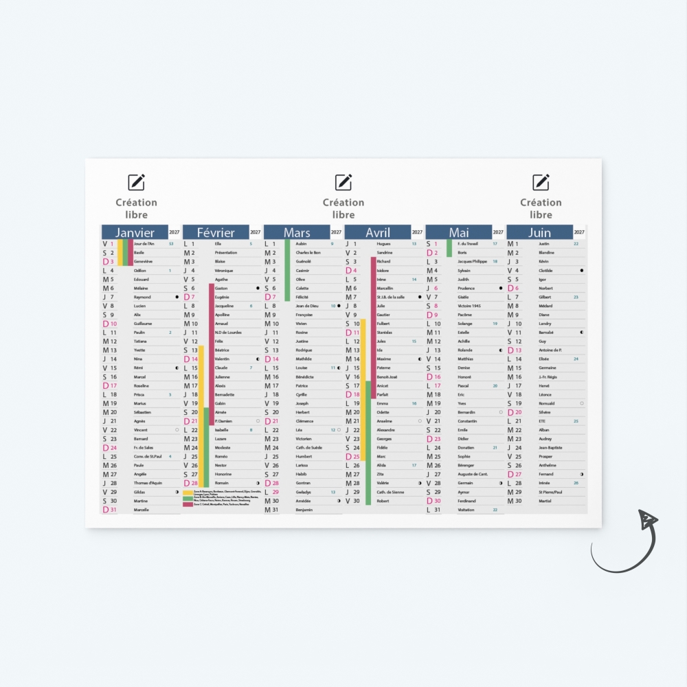 Calendrier de poche CLASSIC