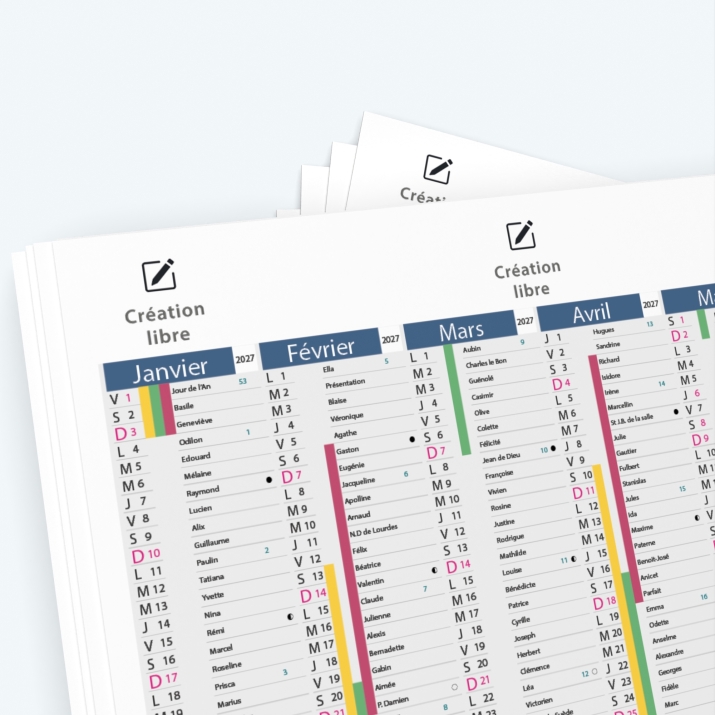 Calendrier de poche CLASSIC - Nombre de photos, logos et texte illimité