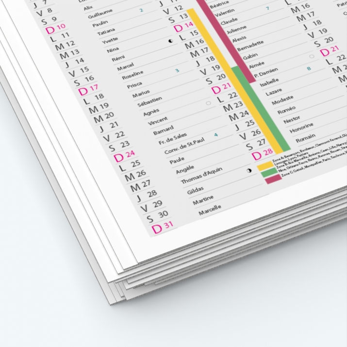 Calendrier de poche CLASSIC - Papier épais rigide 400 g/m2