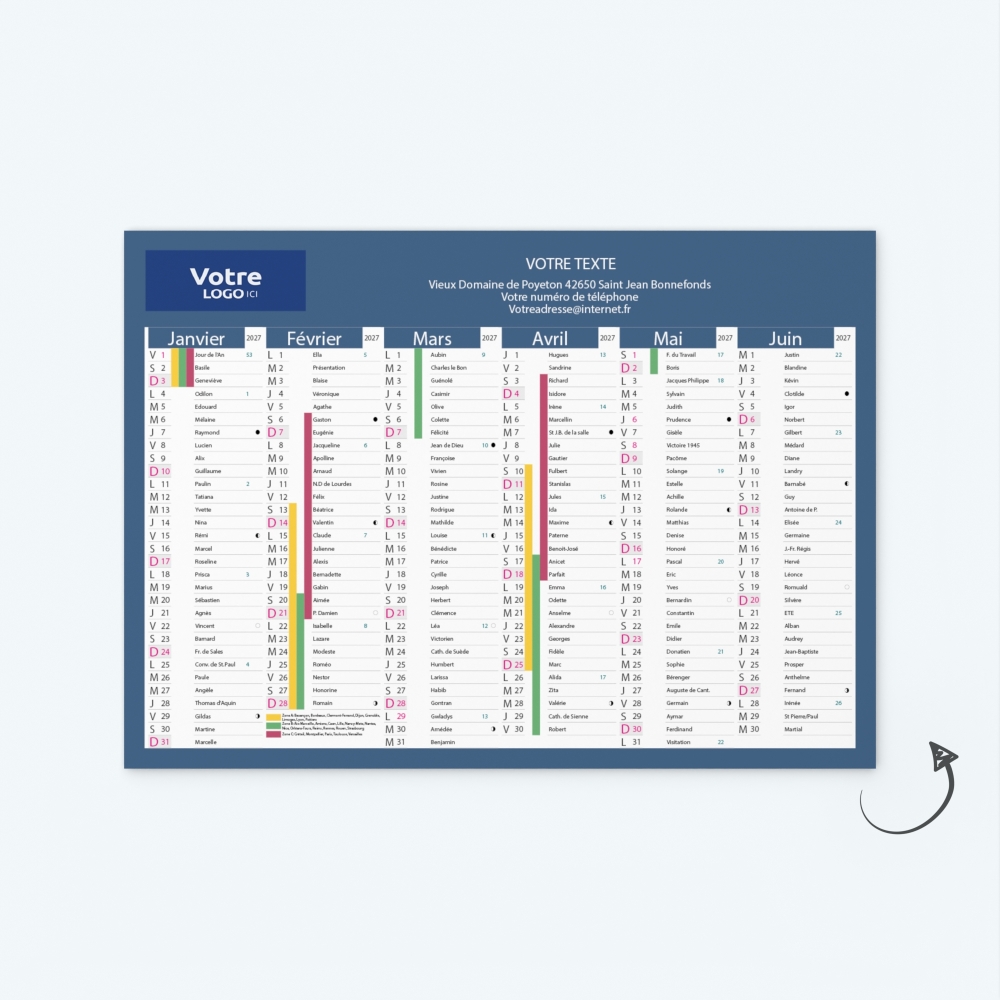 Calendrier de poche CLASSIC