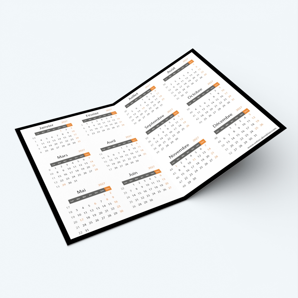 Calendrier de poche DOUBLE - Calendrier intérieur