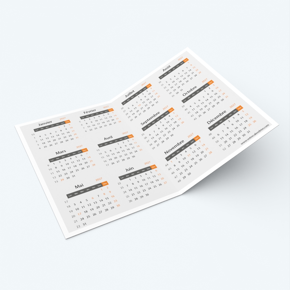 Calendrier de poche DOUBLE - Calendrier intérieur