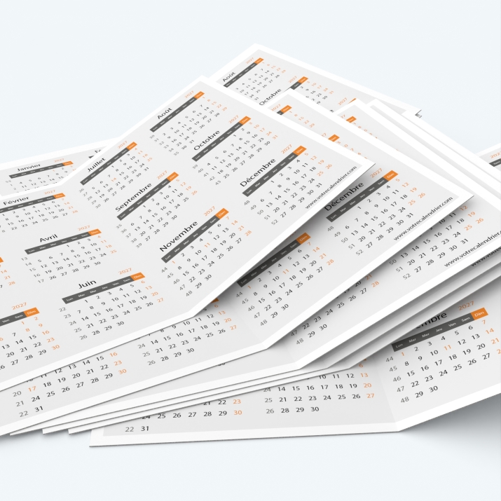 Calendrier de poche DOUBLE - Minimum de commande : 25 exemplaires