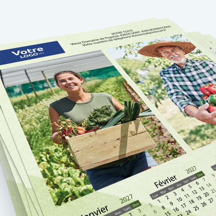 Calendrier Magnet (Aimanté) - Nombre de photos, logos et texte illimité