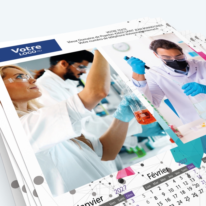 Calendrier Magnet (Aimanté) - Nombre de photos, logos et texte illimité