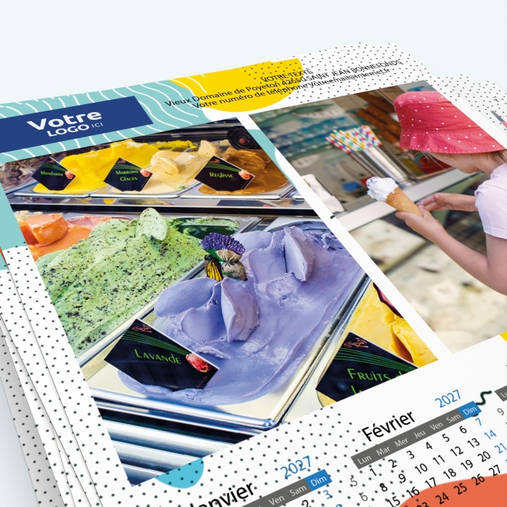 Calendrier Magnet (Aimanté) - Nombre de photos, logos et texte illimité