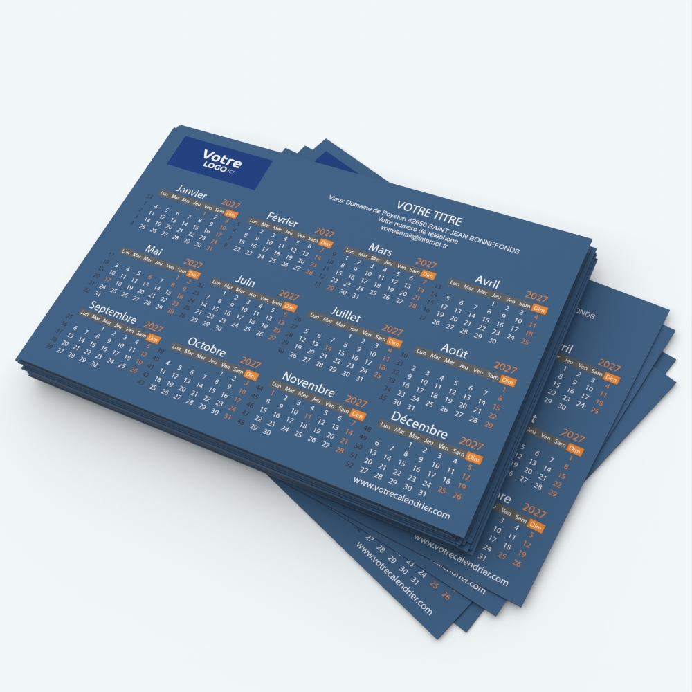 Calendrier Magnet mini (aimanté) - Grille calendaire personnalisable