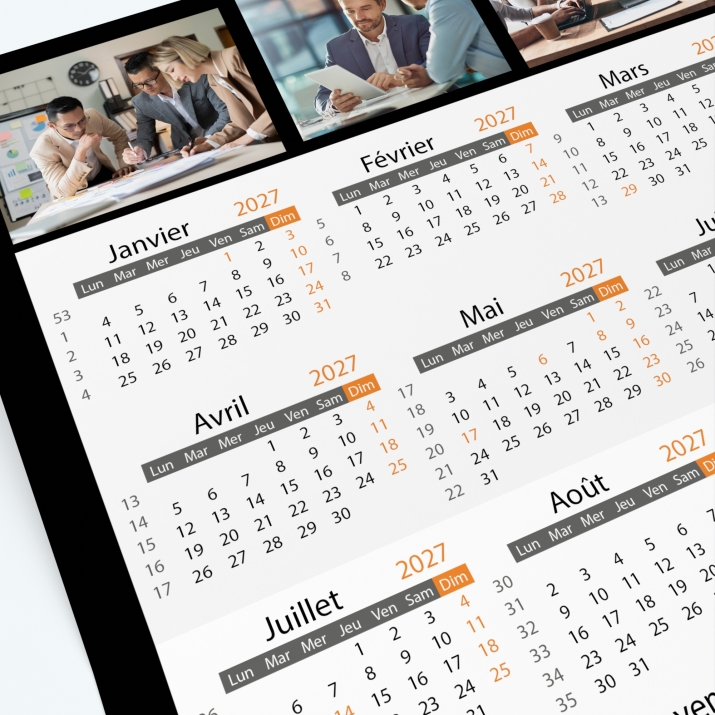 Carte calendrier photo - Grille calendaire 100% personnalisable