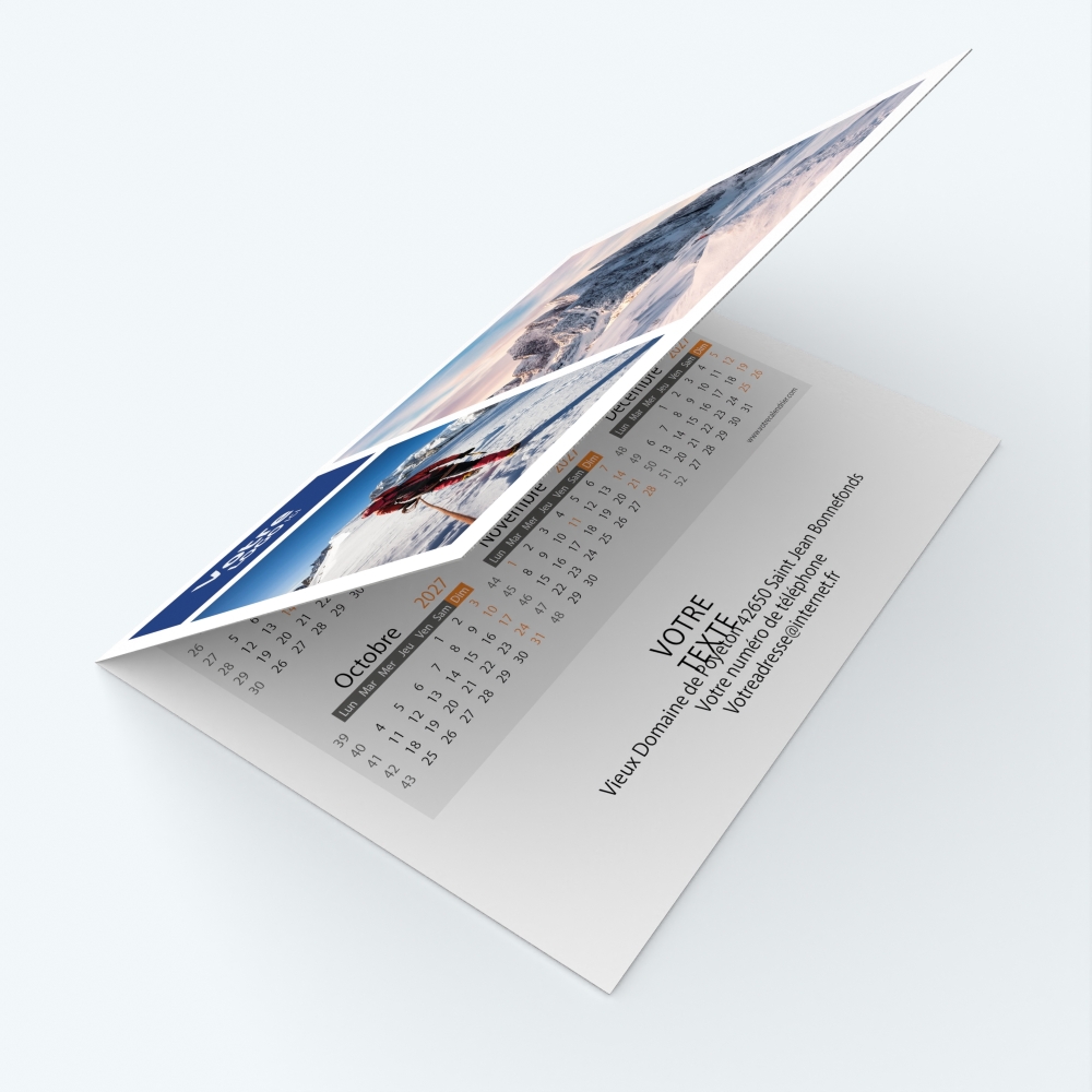 Carte calendrier photo - Avant et dos entièrement personnalisables