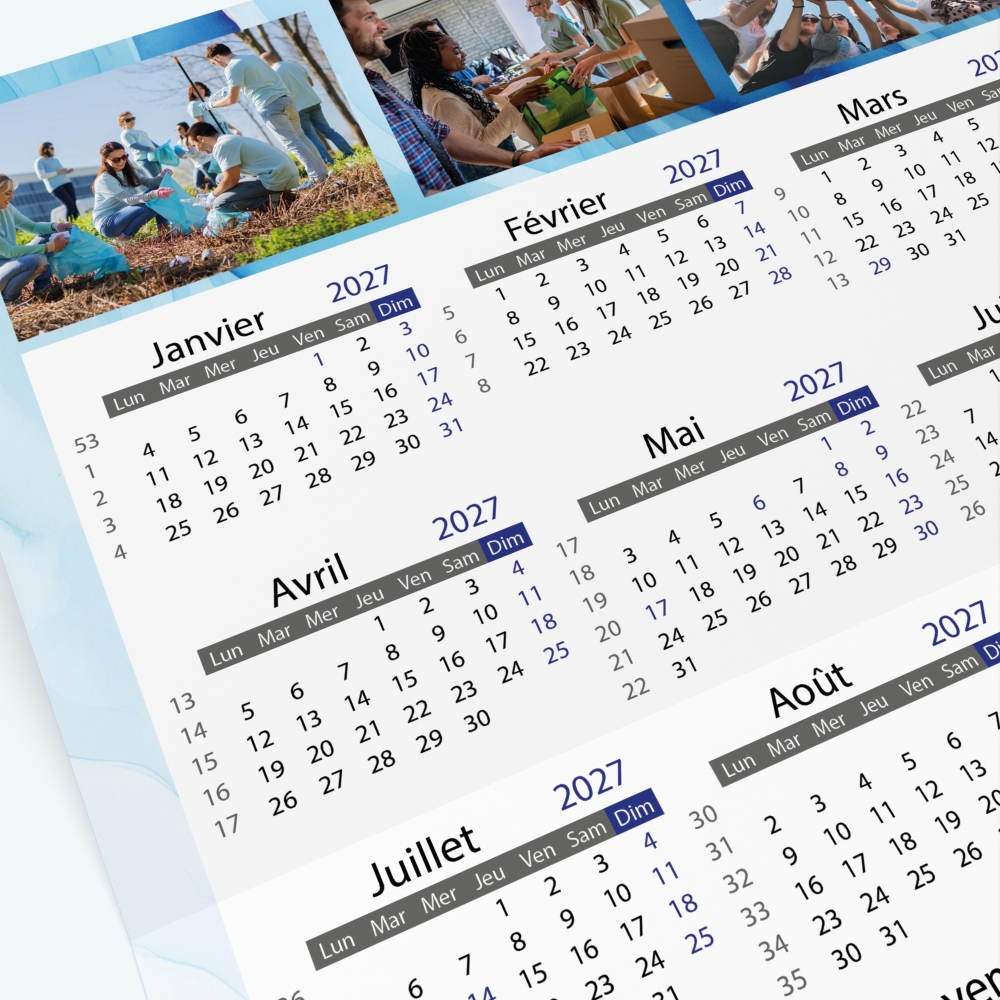 Carte calendrier photo - Grille calendaire 100% personnalisable