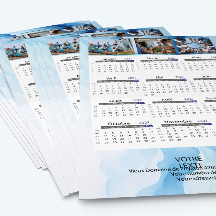 Carte calendrier photo - Minimum de commande : 25 exemplaires