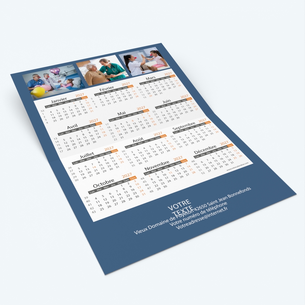 Carte calendrier photo - Intérieur personnalisable avec calendrier
