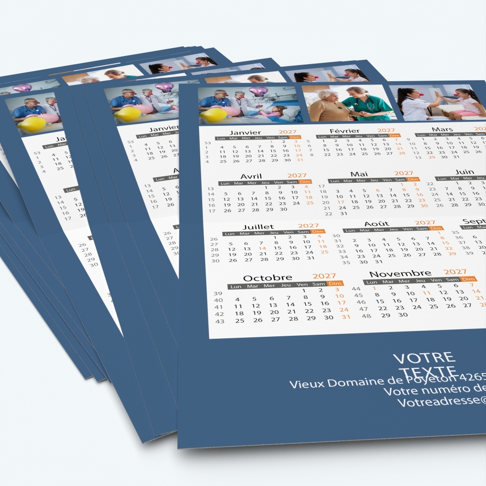 Carte calendrier photo - Minimum de commande : 25 exemplaires