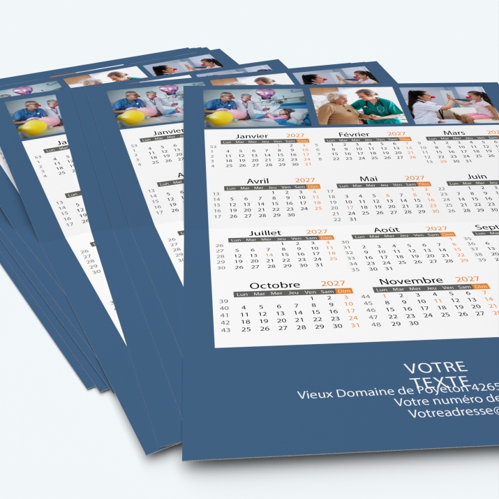 Carte calendrier photo - Minimum de commande : 25 exemplaires