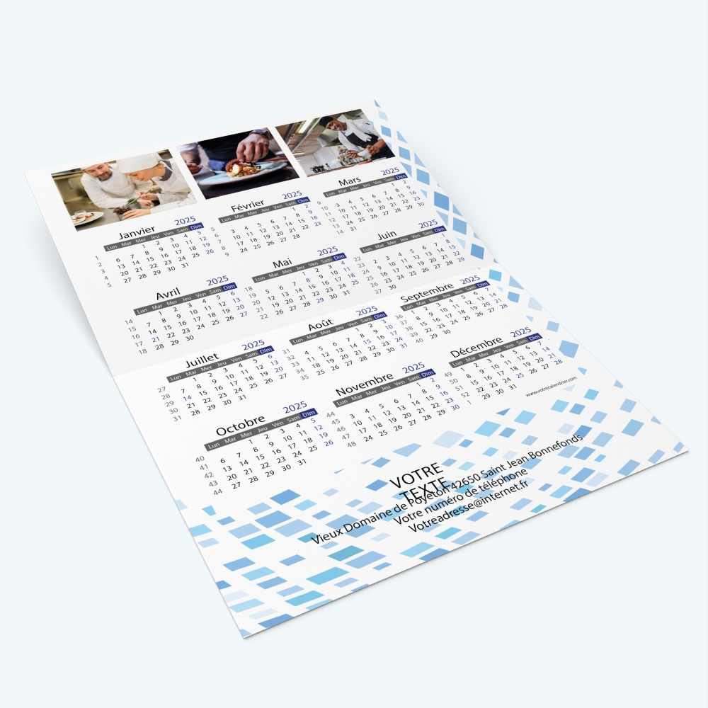 Carte calendrier photo - Intérieur personnalisable avec calendrier