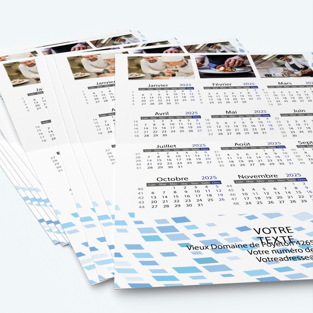 Carte calendrier photo - Minimum de commande : 25 exemplaires