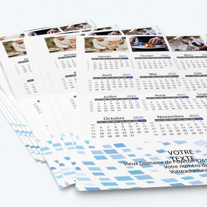 Carte calendrier photo - Minimum de commande : 25 exemplaires