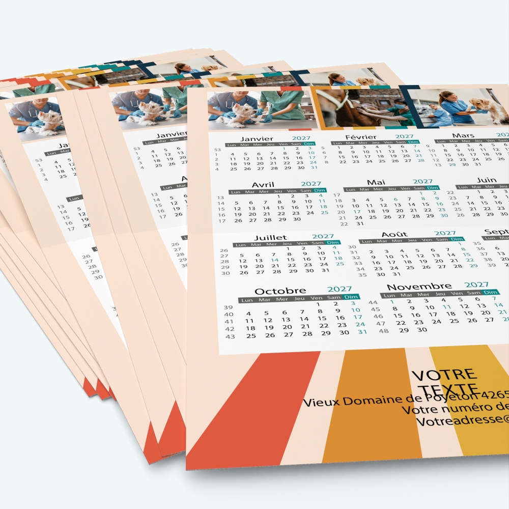Carte calendrier photo - Minimum de commande : 25 exemplaires