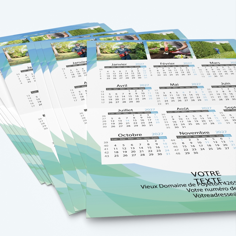 Carte calendrier photo - Minimum de commande : 25 exemplaires