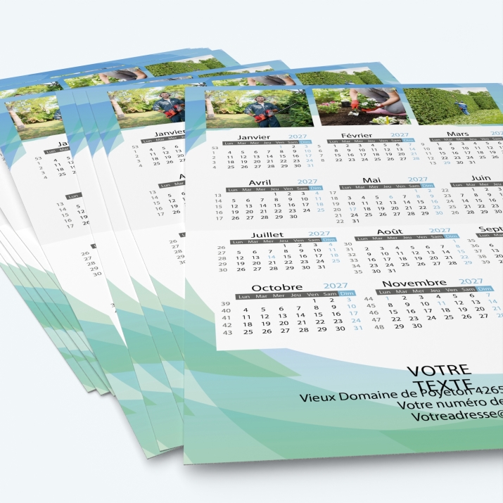 Carte calendrier photo - Minimum de commande : 25 exemplaires