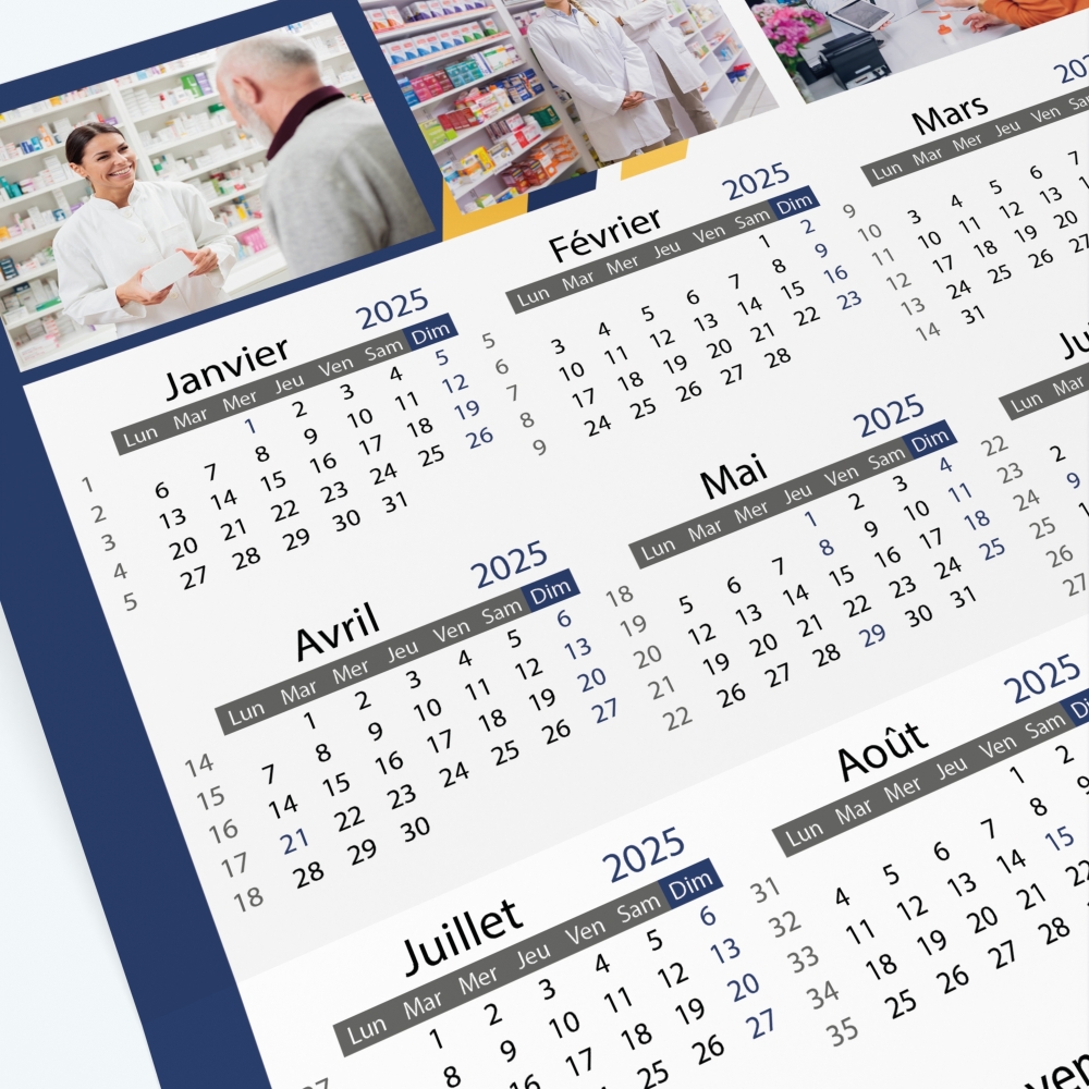 Carte calendrier photo - Grille calendaire 100% personnalisable