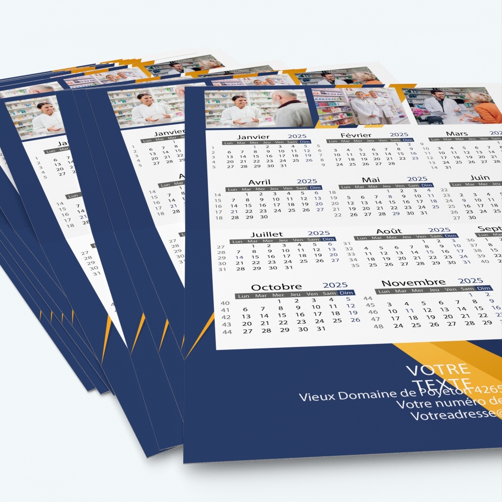 Carte calendrier photo - Minimum de commande : 25 exemplaires