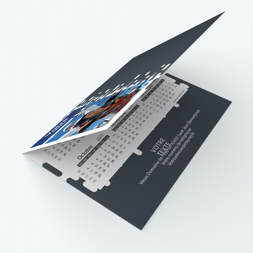 Carte calendrier photo - Avant et dos entièrement personnalisables