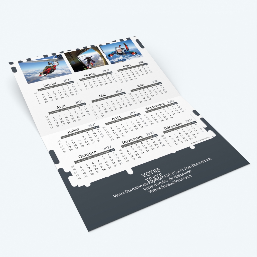 Carte calendrier photo - Intérieur personnalisable avec calendrier