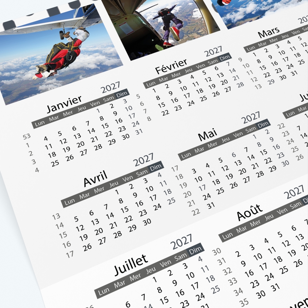 Carte calendrier photo - Grille calendaire 100% personnalisable