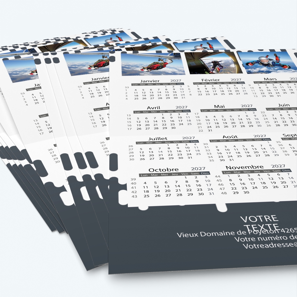 Carte calendrier photo - Minimum de commande : 25 exemplaires