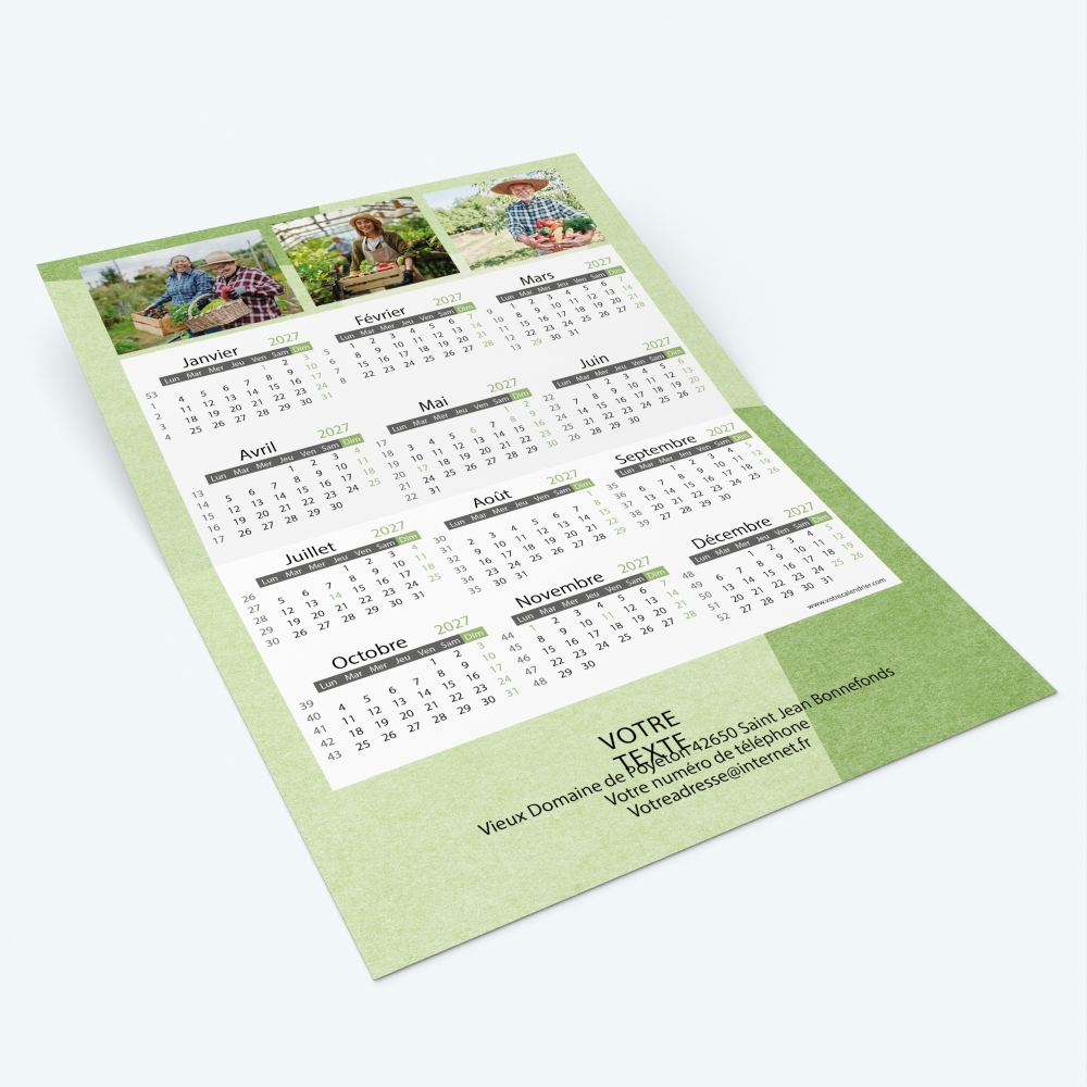 Carte calendrier photo - Intérieur personnalisable avec calendrier