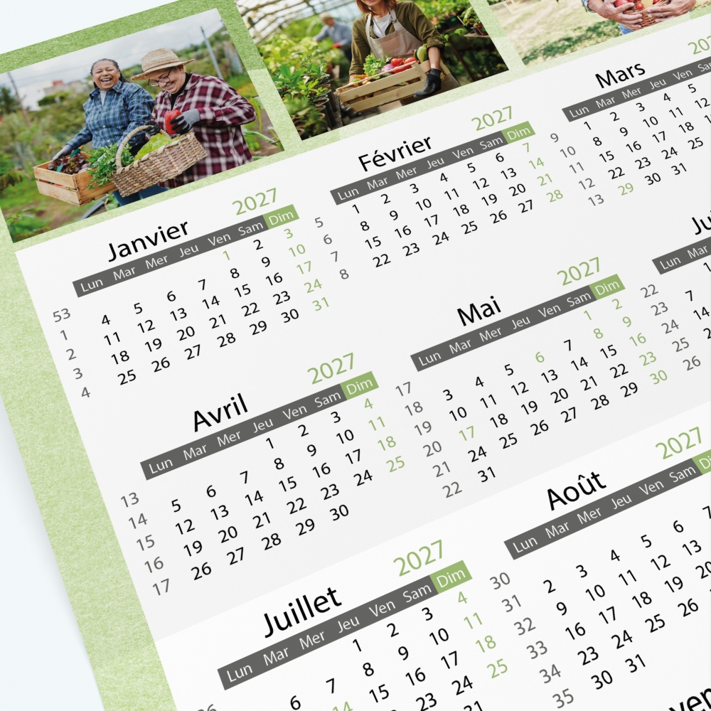 Carte calendrier photo - Grille calendaire 100% personnalisable
