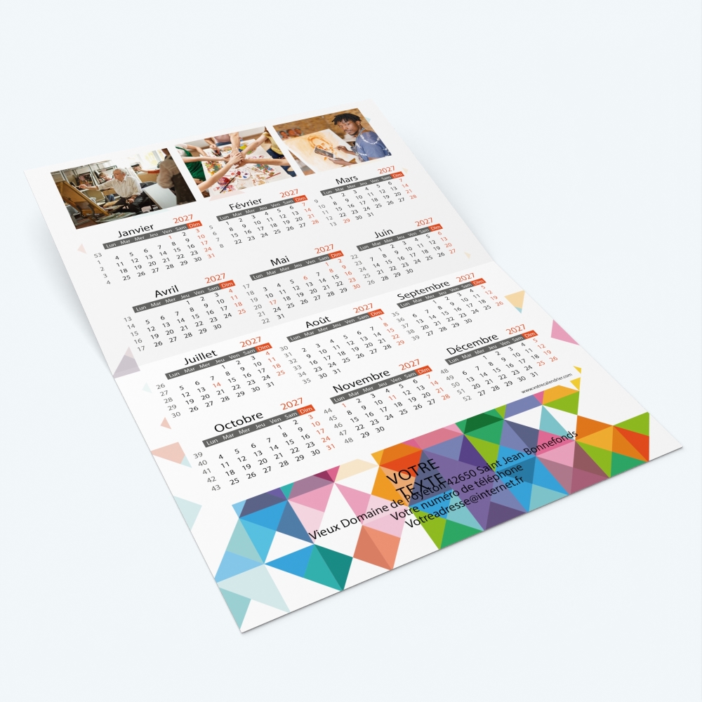 Carte calendrier photo - Intérieur personnalisable avec calendrier