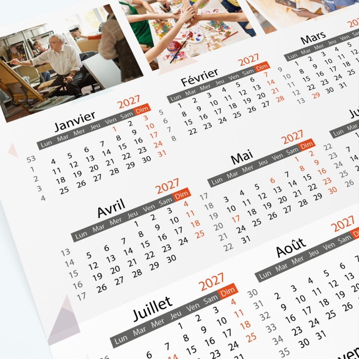 Carte calendrier photo - Grille calendaire 100% personnalisable