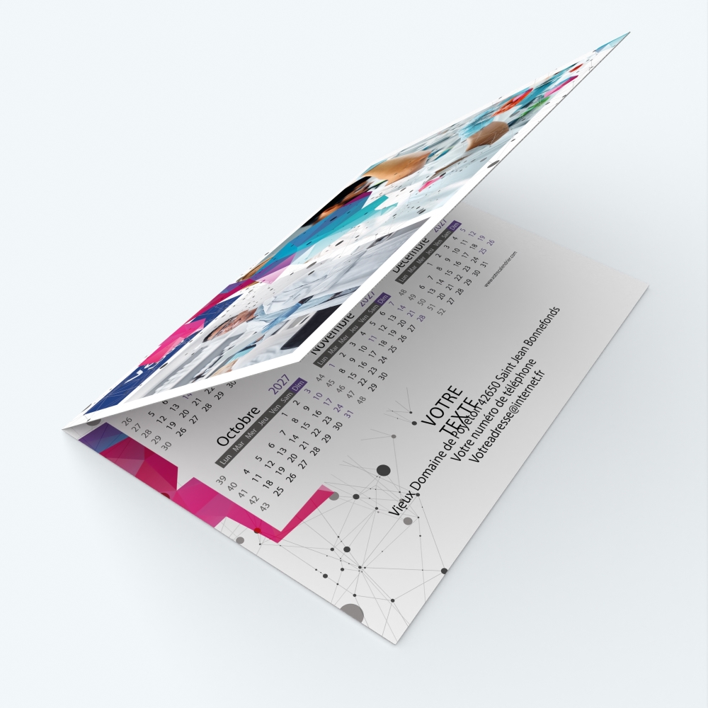 Carte calendrier photo - Avant et dos entièrement personnalisables