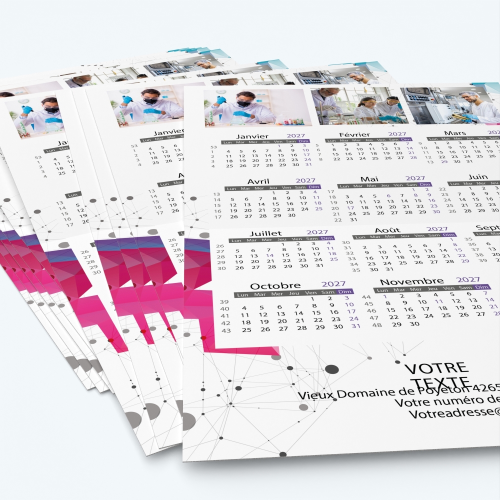 Carte calendrier photo - Minimum de commande : 25 exemplaires