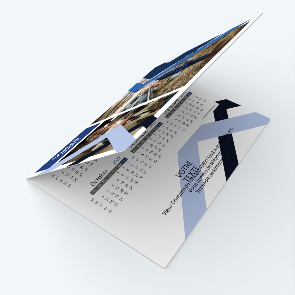 Carte calendrier photo - Avant et dos entièrement personnalisables