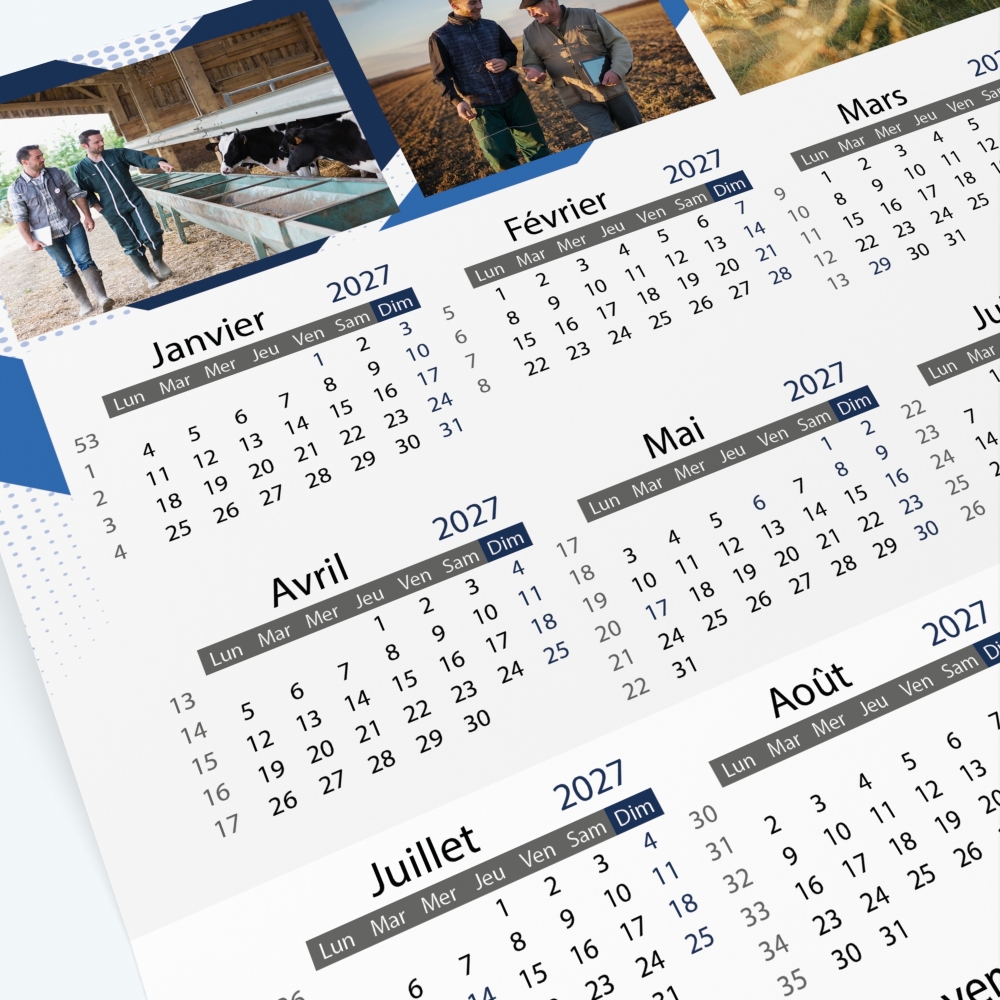 Carte calendrier photo - Grille calendaire 100% personnalisable
