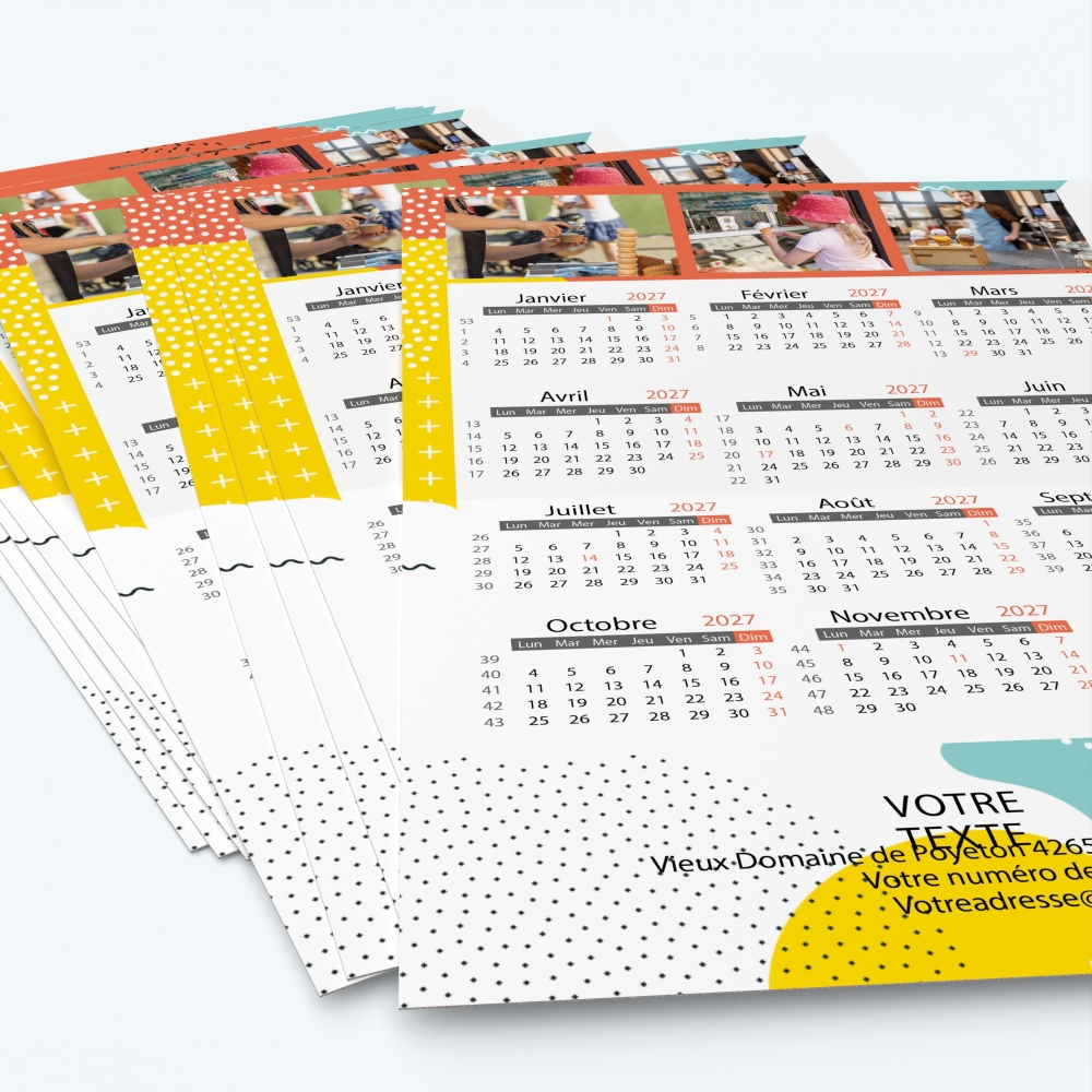 Carte calendrier photo - Minimum de commande : 25 exemplaires