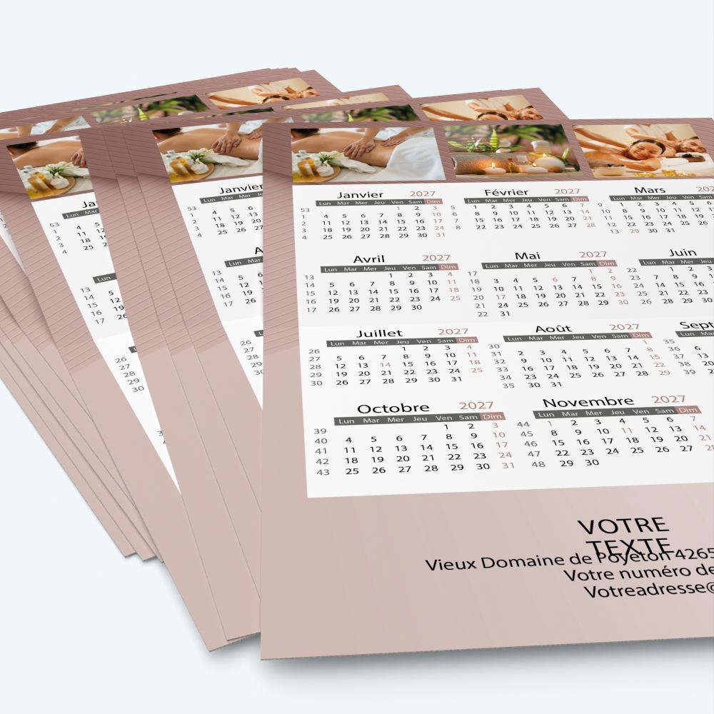 Carte calendrier photo - Minimum de commande : 25 exemplaires