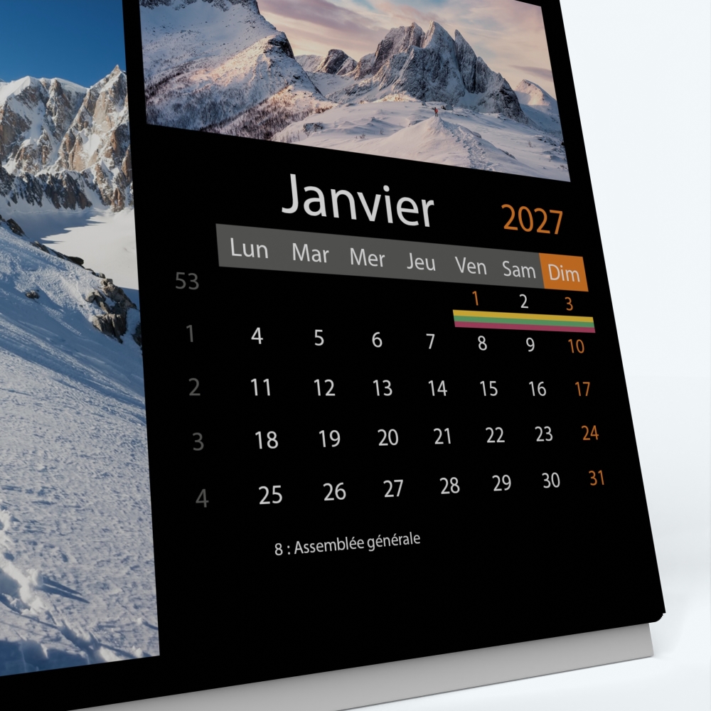 Calendrier de bureau PANO - Grille calendaire personnalisable
